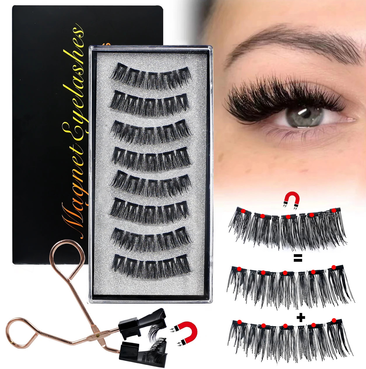 8Pcs Magnetic Eyelashes No Glue Needed Magnetic False Eyelashes with Applicator Reusable Thick Natural Effect 5 magnets Lashes 250805