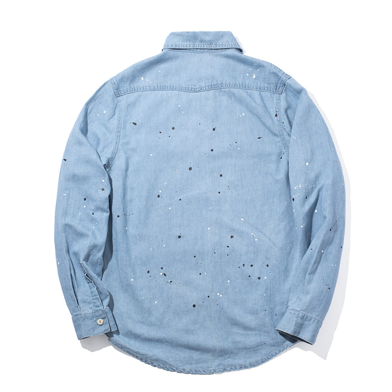 Long Sleeve Mens Splattered Ink Print Shirt - Stylish Casual Wear