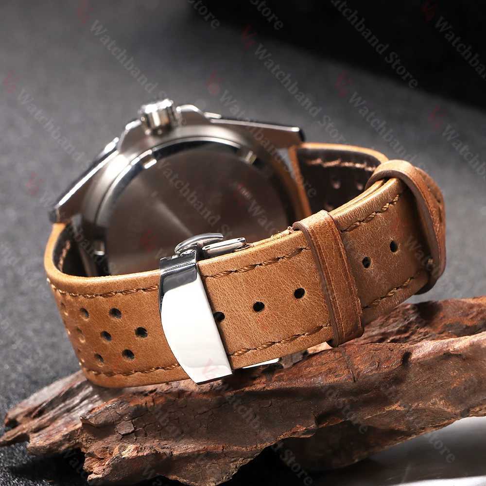 18/20/22mm Universal Genuine Cowhide Watch Band Butterfly Buckle Vintage Straps for Men Women Breathable Bracelet Belt Accessory W250811