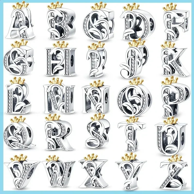 925 Silver 26 Letter A-Z Alphabet Beads Charm Fit Original Necklace Bracelet Bangle Accessories DIY Jewelry For Women 250807