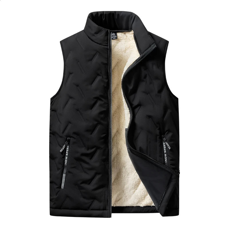 Autumn and winter fashion mens cotton vest jacket casual multifunctional plus size warm standing collar sleeveless mens top 250809