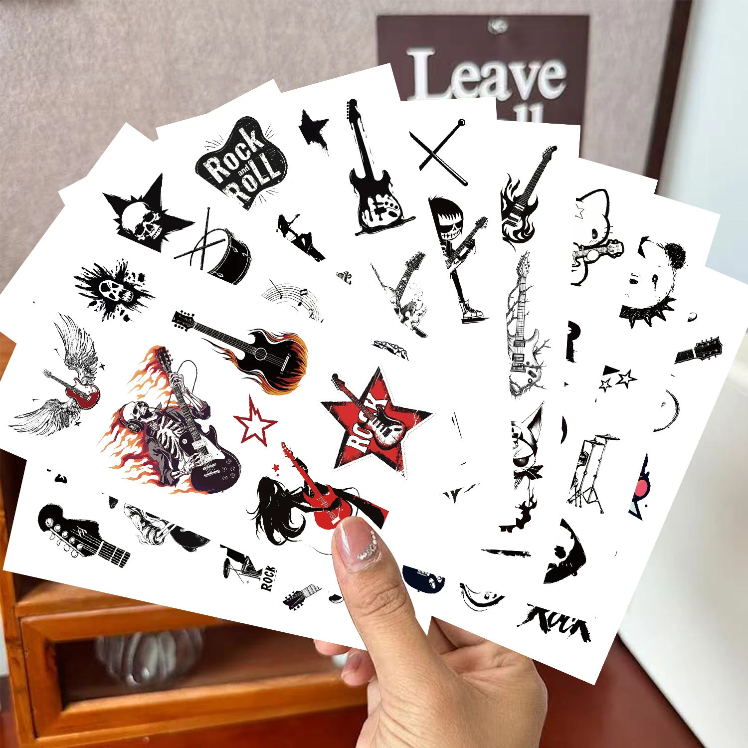 10 SheetsSet Night Light Retro Rock Series Cartoon Tattoo Stickers Decorative Cheeks Waterproof 250809