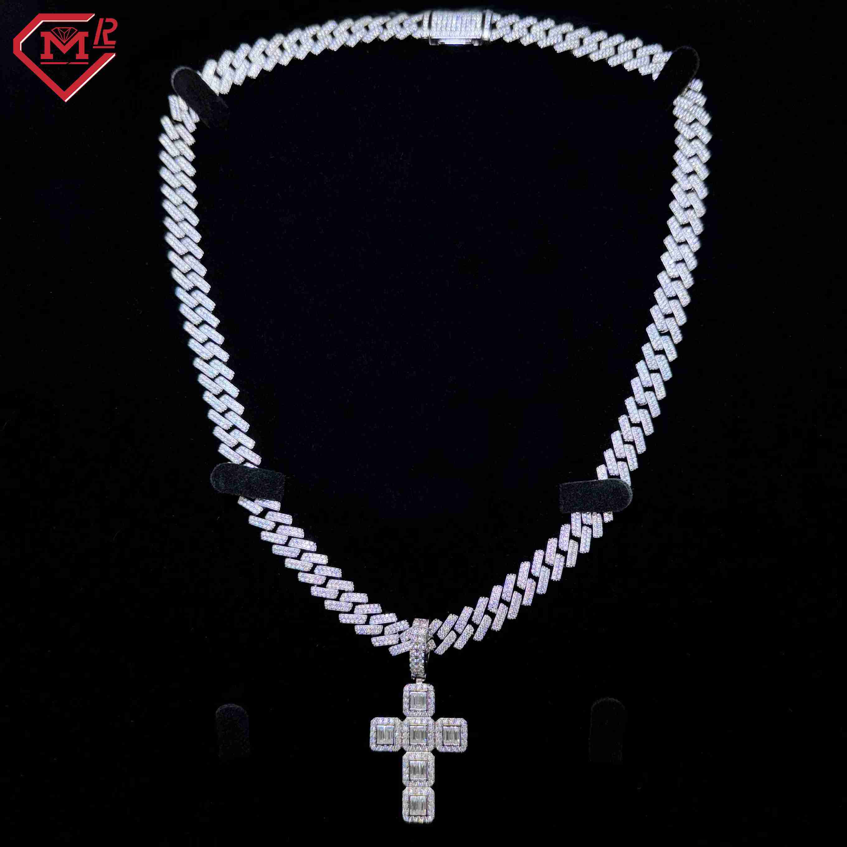Hip Hop Style Moissanite Pendant Custom Necklace Iced Out Baguette S925 Moissanite Cross Pendant