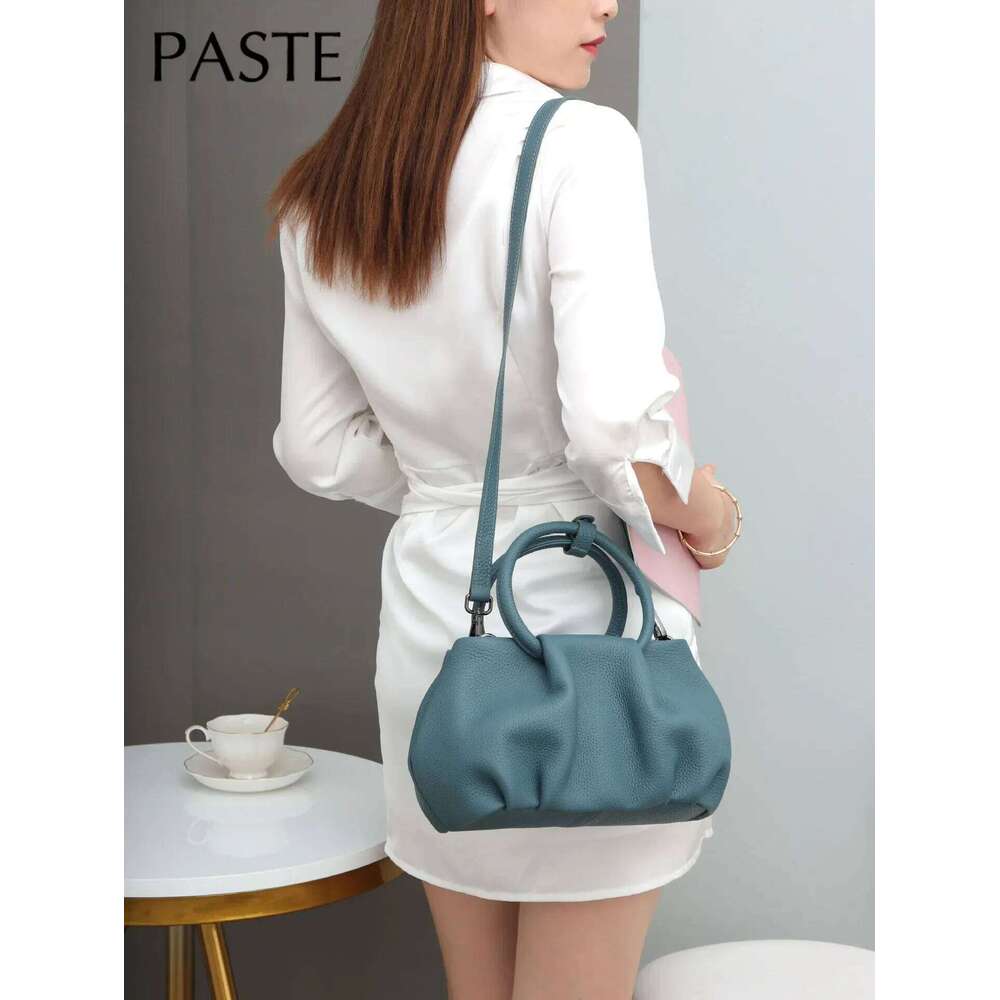 2024 New Design Blue Circle Top-handle Handbag 100% Genuine Leather Women Shoulder Bag 29cm High Quality Classic Tote Pink #6699