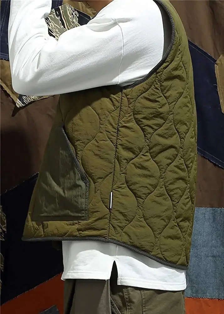 Vintage Cotton Padded Vest Mens Sleeveless Quilted Jacket Thick Warm Casual Working Outerwear Men Autumn Winter 250805
