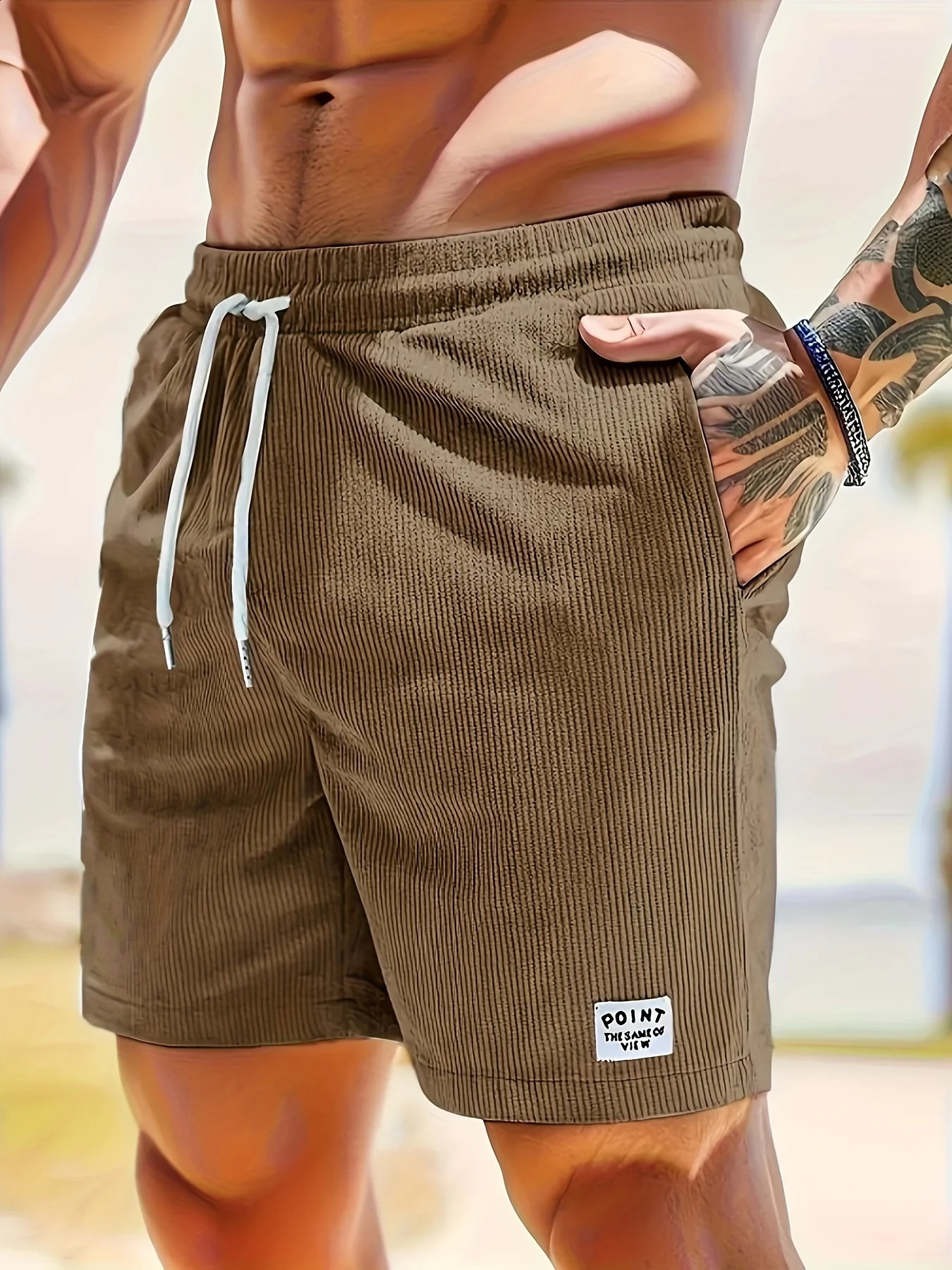 Summer Men Corduroy Shorts Casual Lightweight Loose fit Mens Beach Board Short Pants Trousers 250729