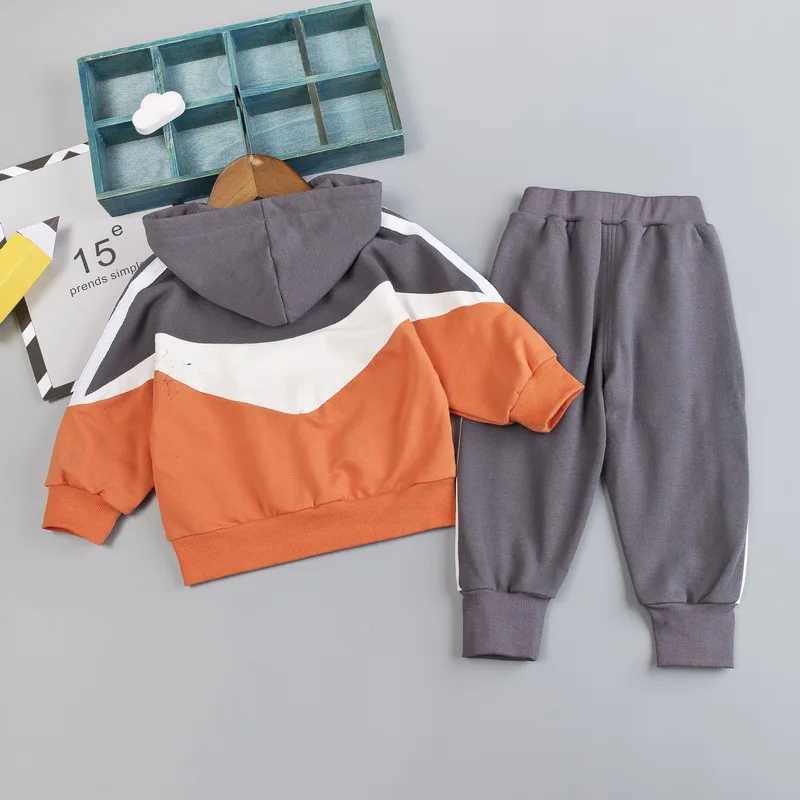 Spring Autumn Toddler Boy Costume Outfit Baby Kid Patchwork Tracksuit Infant Casual Clothing Sets Children Hooded Top Pants 2Pcs Z250811