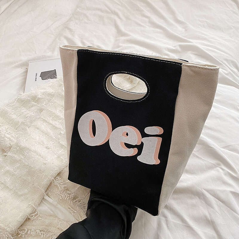 Designer Bags Women's Fashion Contrast Color Letter Printing Handbag New Korean Version Casual Casual Canvas Bag