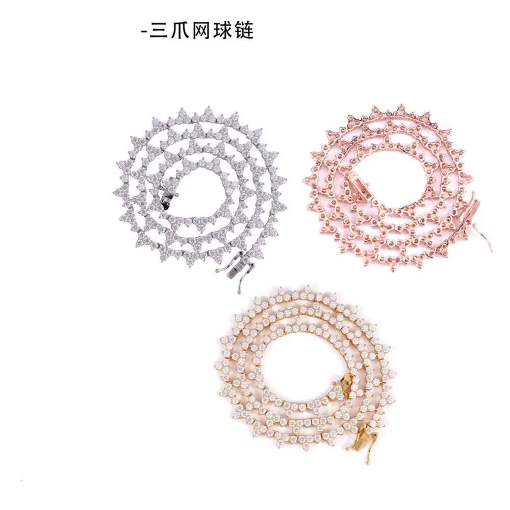 Moissminer 2.5mm Moissanite Tennis Link Chain Necklaces S925 Silver Choker Pass Tester Bracelets for Men Women Hip Hop Jewelry