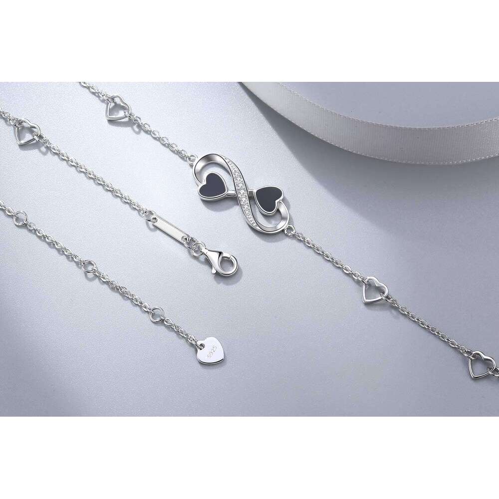 Infinity Ankle for Women, Sterling Sier Charm Adjustable Anklet, Large Bracelet Fine Jewelry Mothers Day Gifts White Gold/Rose Gold Plated