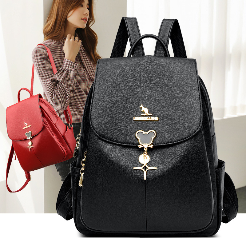 Casual Large Capacity Backpack for Women 2025 New Fashion Trend PU Leather Commuter Versatile Travel Bag ddmymoon