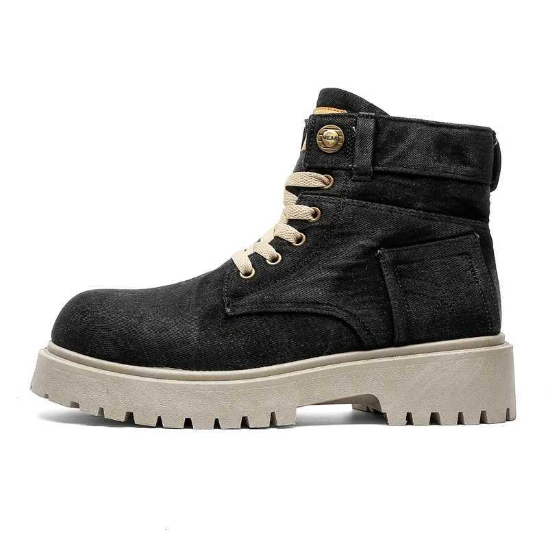 Autumn Spring Boots Mens English Denim High-Top Vintage Biker Mid-Top Platform Work Ankle Boots M1121 W250811