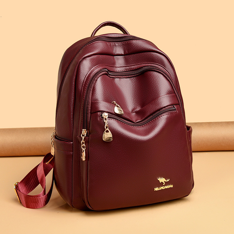 Textured Soft Leather for Women 2025 New Commuter Multi-layer Large Capacity Ladies Backpack Travel School Bag ddmymoon