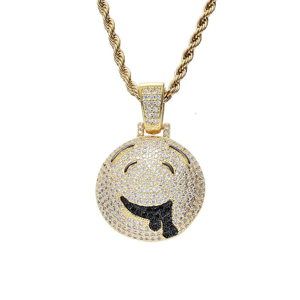 Necklace for Men Jewelry Micro Paved Moissanite chain Cartoon Drooling Face Hip Hop Pendant 111