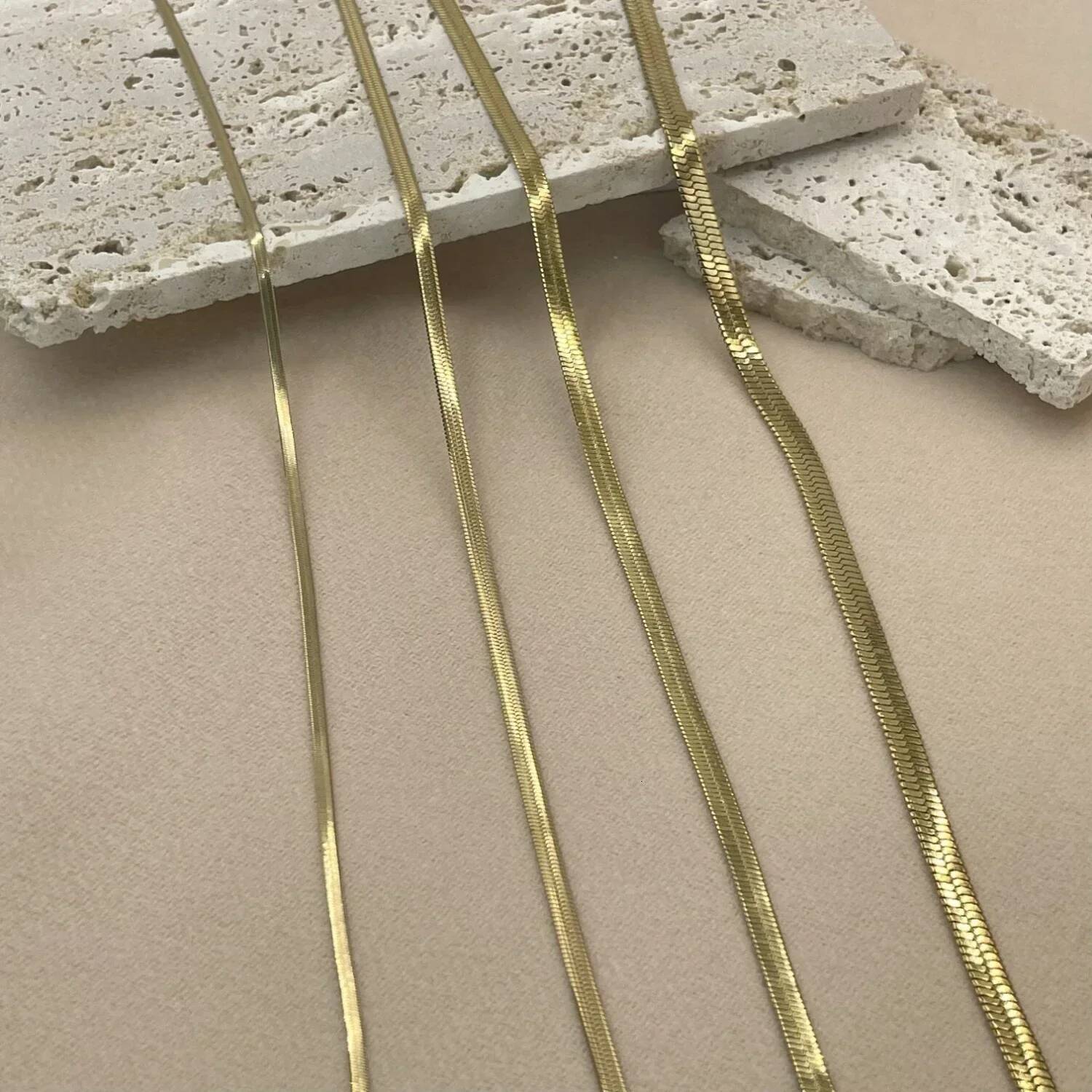 2mm 3mm 4mm 5mm Minimalist Snake Chain Necklace Choker Stainless Steel Herringbone Gold Color Jewelry For Women and Men