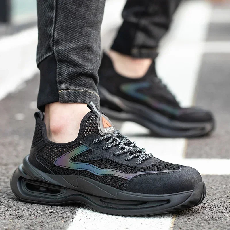 Summer Mesh Lightweight Work Sneakers Steel Toe Men Women Work Safety Shoes Breathable Construction Shoes Work Boots Footwear 250805