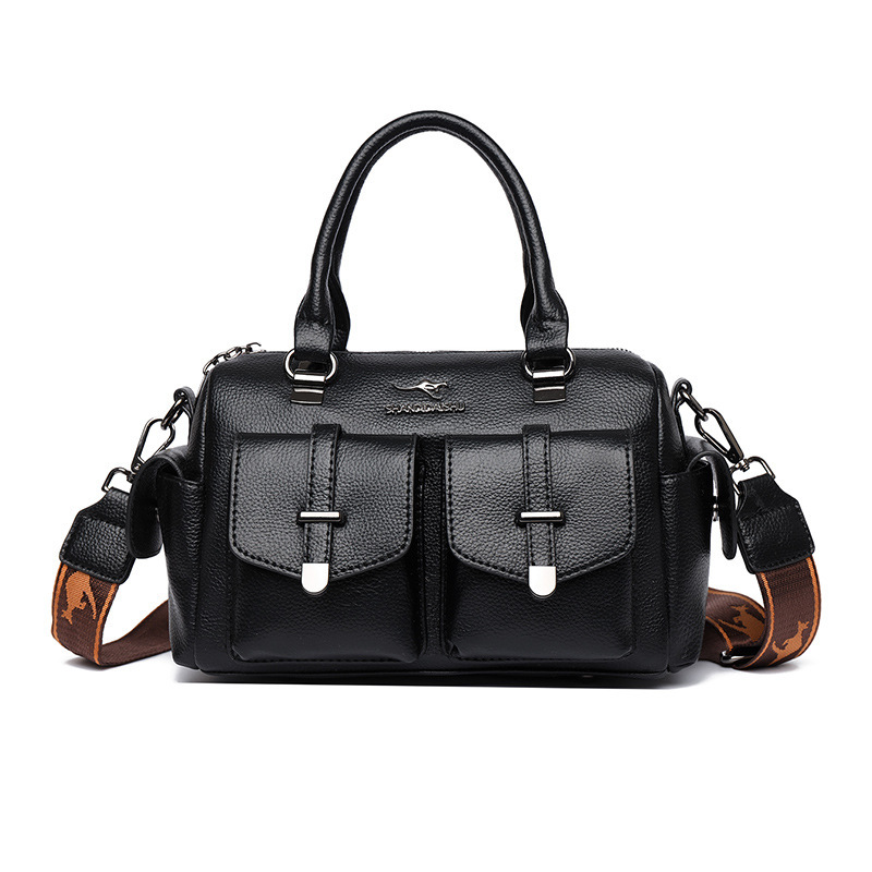 Soft Leather Boston Women's Handbag New Simple Commuter Multi-Pocket Large Capacity Shoulder Crossbody Bag ddmymoon