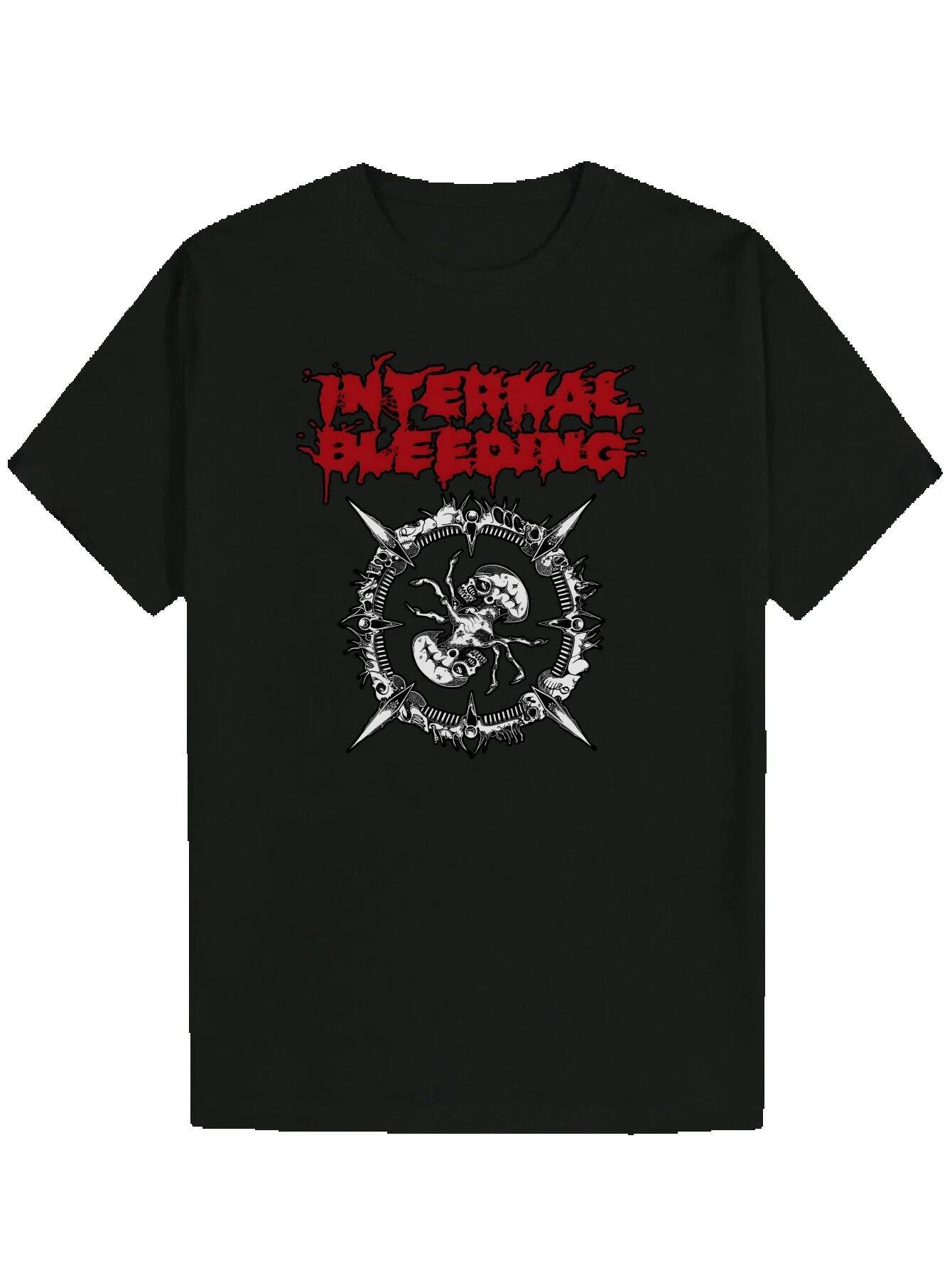 Men's Black Graphic Print T-Shirt - 'Interface Bleed' and Crossed Swords 100% Polyester, Regular Crew Neck, Machine Washable Summer Cas