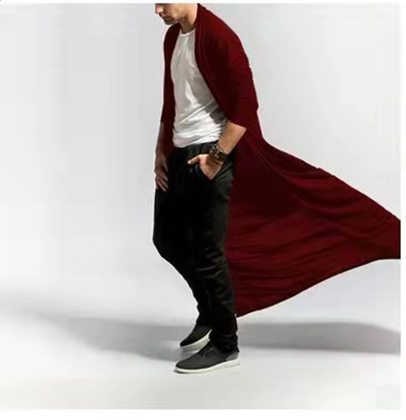 Spring Summer Men Thin Trench Tops Long Cardigan Windbreaker 2025 Fashion Loose With Sleeves Poncho Cloak Coat Streetwear 250729