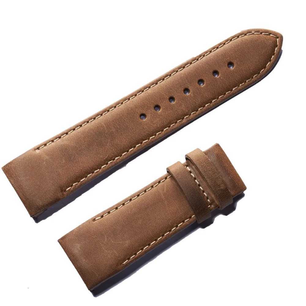 Reef Tiger/RT 23mm Width Brown Leather Watch Strap Black Genuine Leather Watch Wristband for Men RGA703 W250811