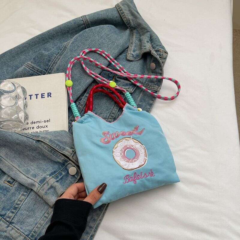 Women's Embroidered Bag, Trendy Nylon Handbag, Casual Shoulder Crossbody Bag