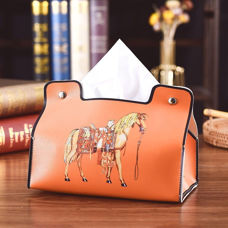 Designer Luxury Leather Tissue Box European Retro Style Bathroom Car Living Room Coffee Table Universal Storage Box