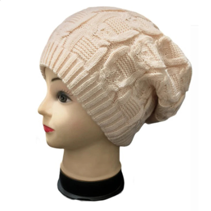 Womens Knitted Beanie Hat Slouchy Textured Cuff Thermal Ear Warmer Winter Outdoor Activities Cap 250805
