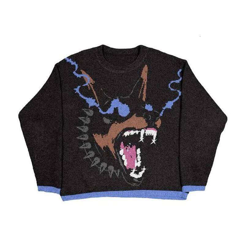 Men and Women's Hip Hop Knitted Sweater, Haruku Fashion, Spider Boy Pattern Printed Loose Top, Casual Street Wear Pullover, 20
