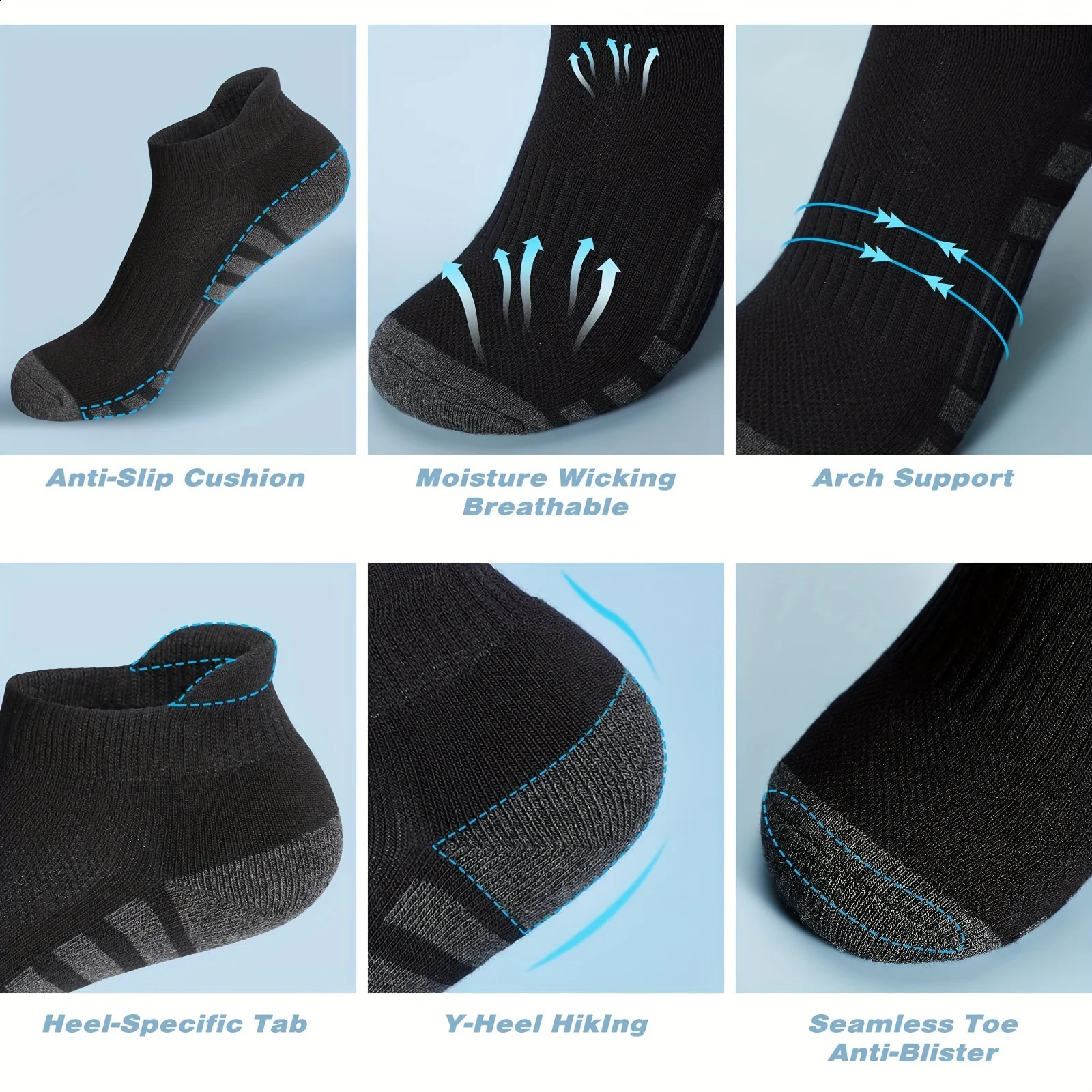 12 Pairs Mens Mesh Breathable Sports Ear Lifting Socks All Season Solid Color Low Cut Casual Short Tube 250805