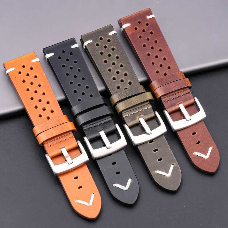Breathable Genuine Leather Quick Release Watch Strap 18mm-24mm Cowhide Band Available Black Green Brown Yellow Unisex Watchbands W250811