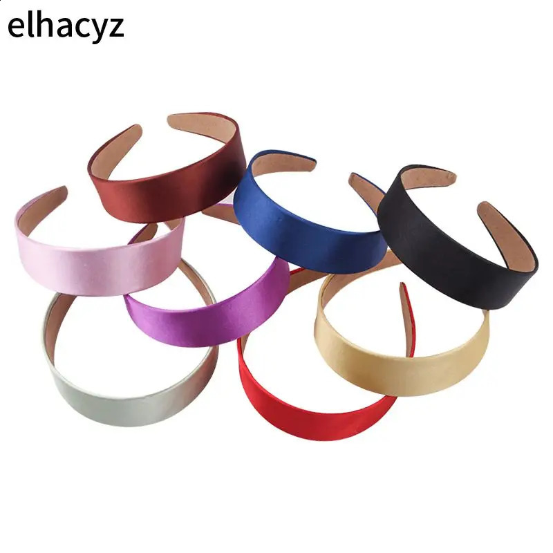 8pcs/lot Chic Lady Smooth Solid Satin Hair Band Plain Alice Headbands 4CM Wide Hairband Ribbon Women Girls Hair Accessories 250805
