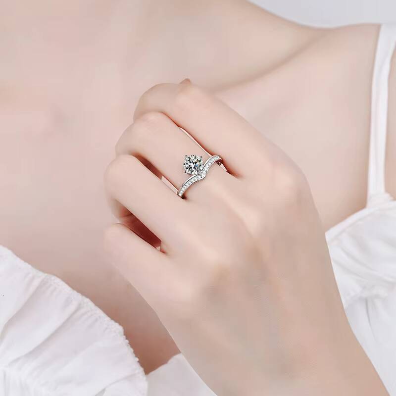 925 Sterling Silver Moissanite Engagement Wedding Rings for Women Factory Wholesale Jewelry Moissanite Ring