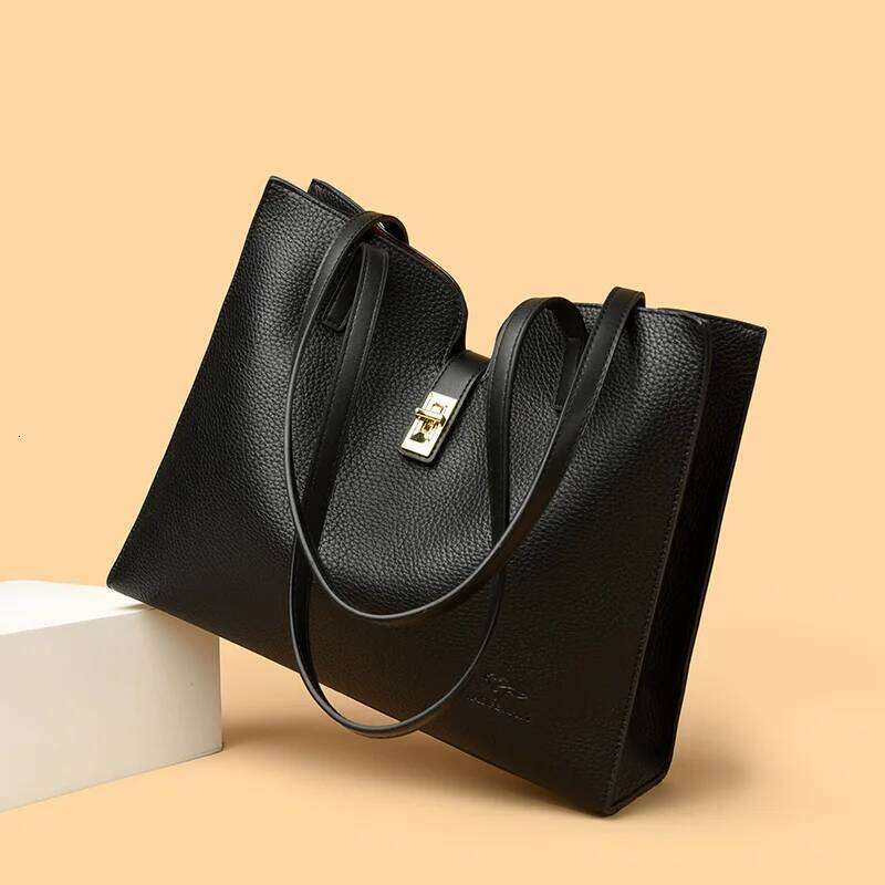 Solid Color Simple Large Capacity Women's Tote Bags High Quality Soft Leather Female Handbag Trendy Women Shoulder Bag