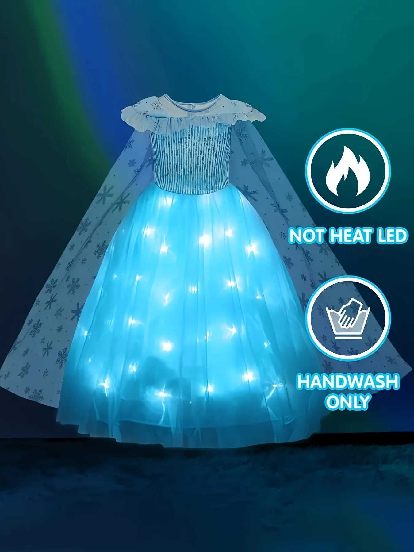 Stunning Frozen Elsa Dress with Led Light Girls Role Play Princess Apparel Toddler Light Up Fairy Elsa Classic Clothing W250811