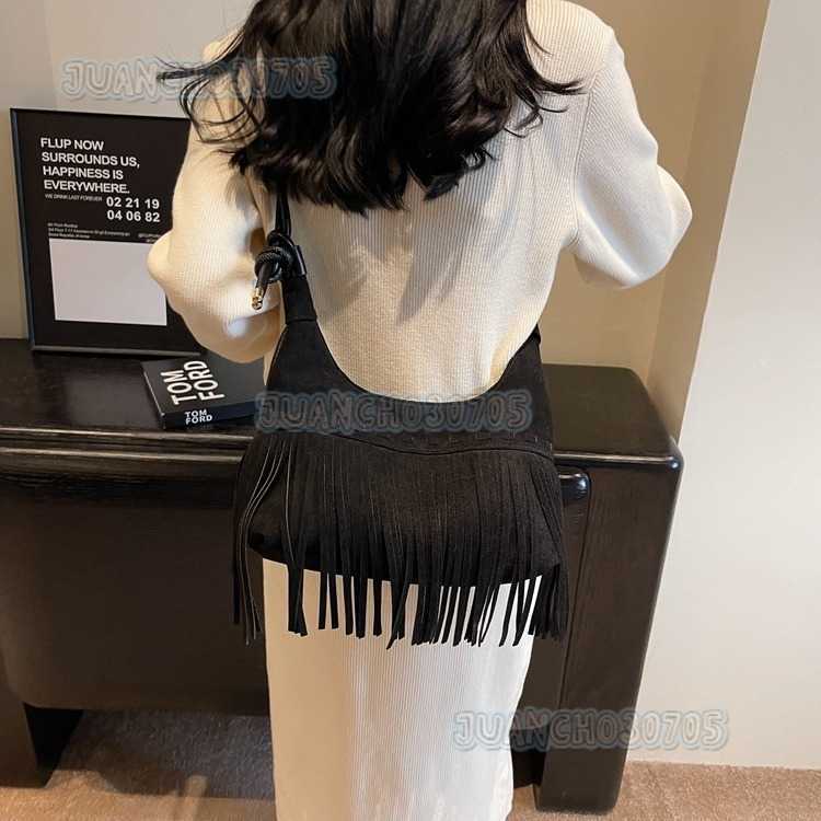2025 New Tassel Womens Bag Leather Velvet Tassel Womens Shoulder Bag Fashionable Texture Single Shoulder Crossbody Simple Bag H250809