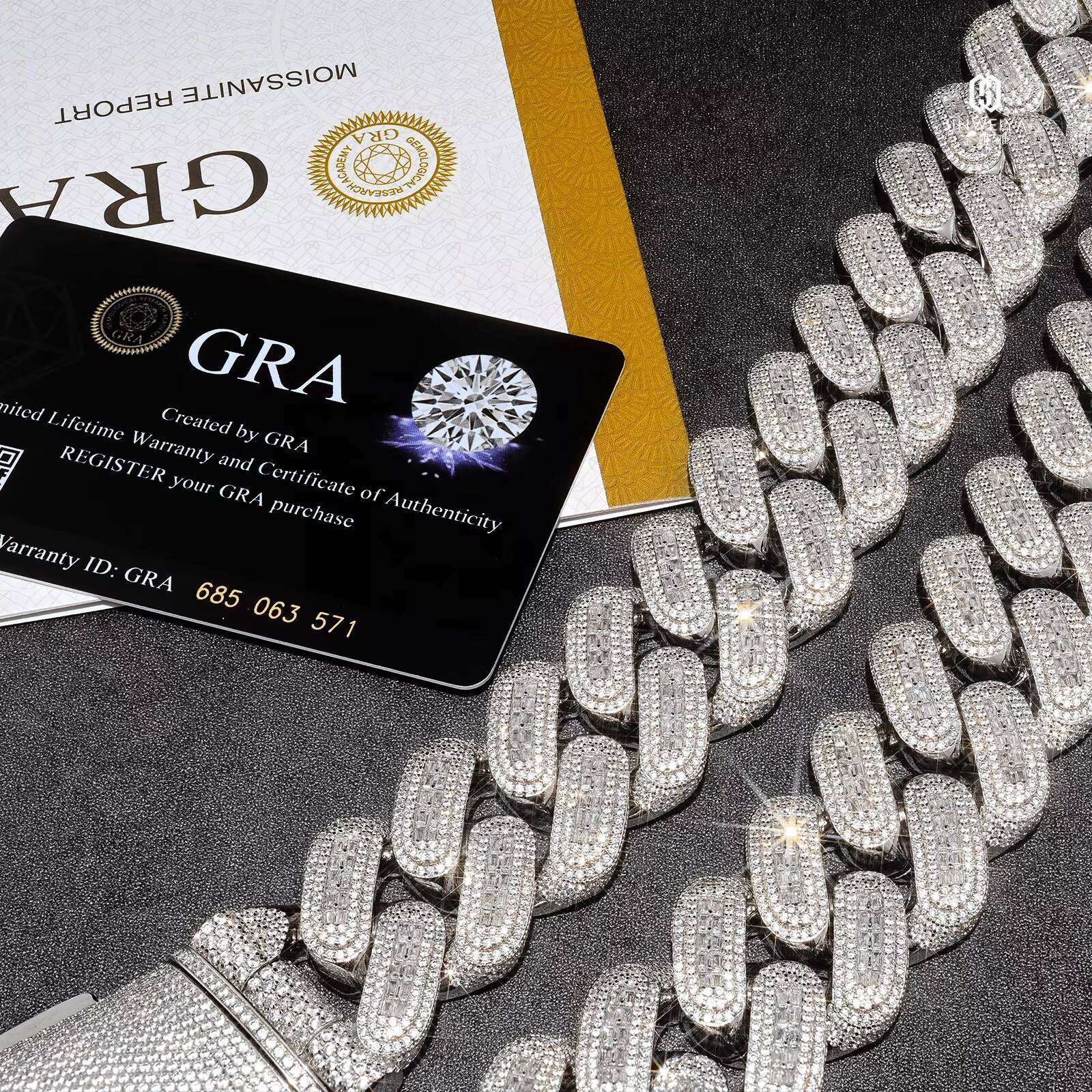 Factory Direct 20mm White Gold Plated Mens Necklace Luxury 925 Silver Cuban Link Chain with Zircon Elegant Design Jewelry