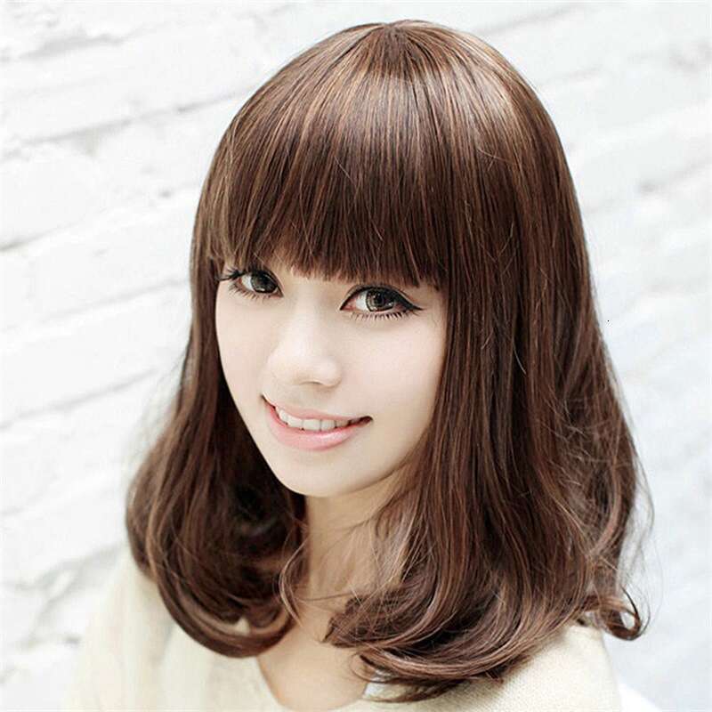 Live Sweet Temperament Women's Wig Matte High-Temperature Fiber Bangs Bob Korean Style Trendy Short Curly Hair B5