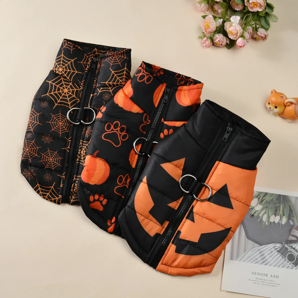 Halloween Dog Clothes Winter Warm Puppy Vest Jacket For Small Dogs Cats Outdoor Waterproof Pet Coat Chihuahua Costume Apparel 250806
