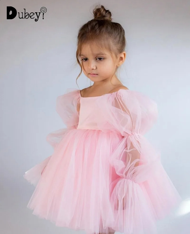 Born Baby Girls Party Dress Toddler Girl Tulle Wedding Birthday Baptism Ceremony Gown Elegant Princess Dress Clothes 250811