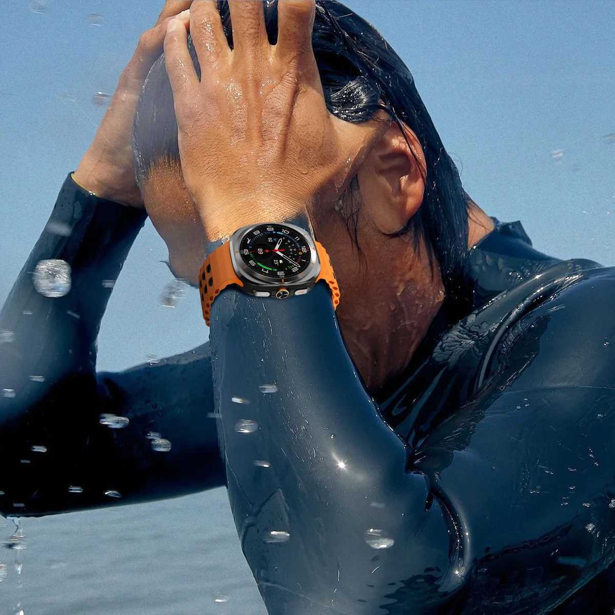 Nev Marine Silicone Strap For Samsung Watch Ultra 47mm Bracelet No Gaps Sport Two-tone Band For Galaxy 7 Ultra Watchband Straps W250811