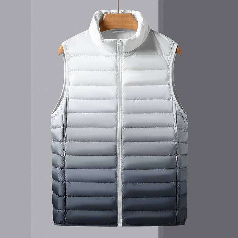 Ultra Light Men 90% White Duck Down Gradient Winter Vests Fashion Portable Sleeveless Waistcoat Homme Warm Parkas