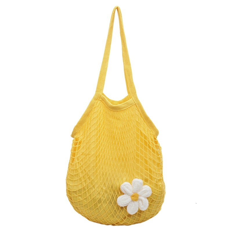Woven Handbag Pure Canvas Market Shopping All Cotton Mesh Pouch Shoulder Lightweight Bag ddmymoon