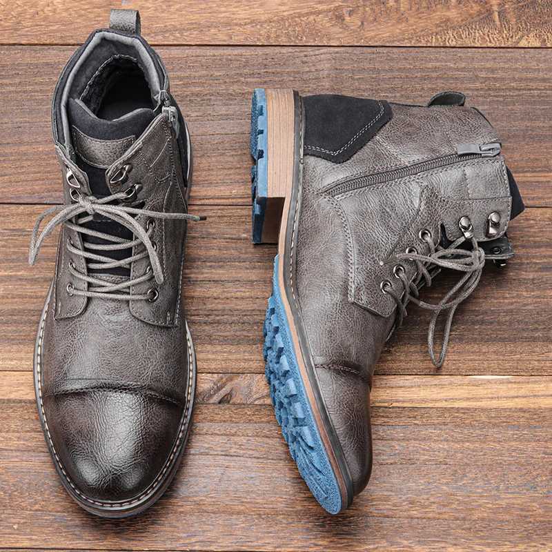 Mens Leather Boots Men Comfortable Fashion Classic Brand Boots Leather Large High-top Shoes Size 7-13 39-48 W250811