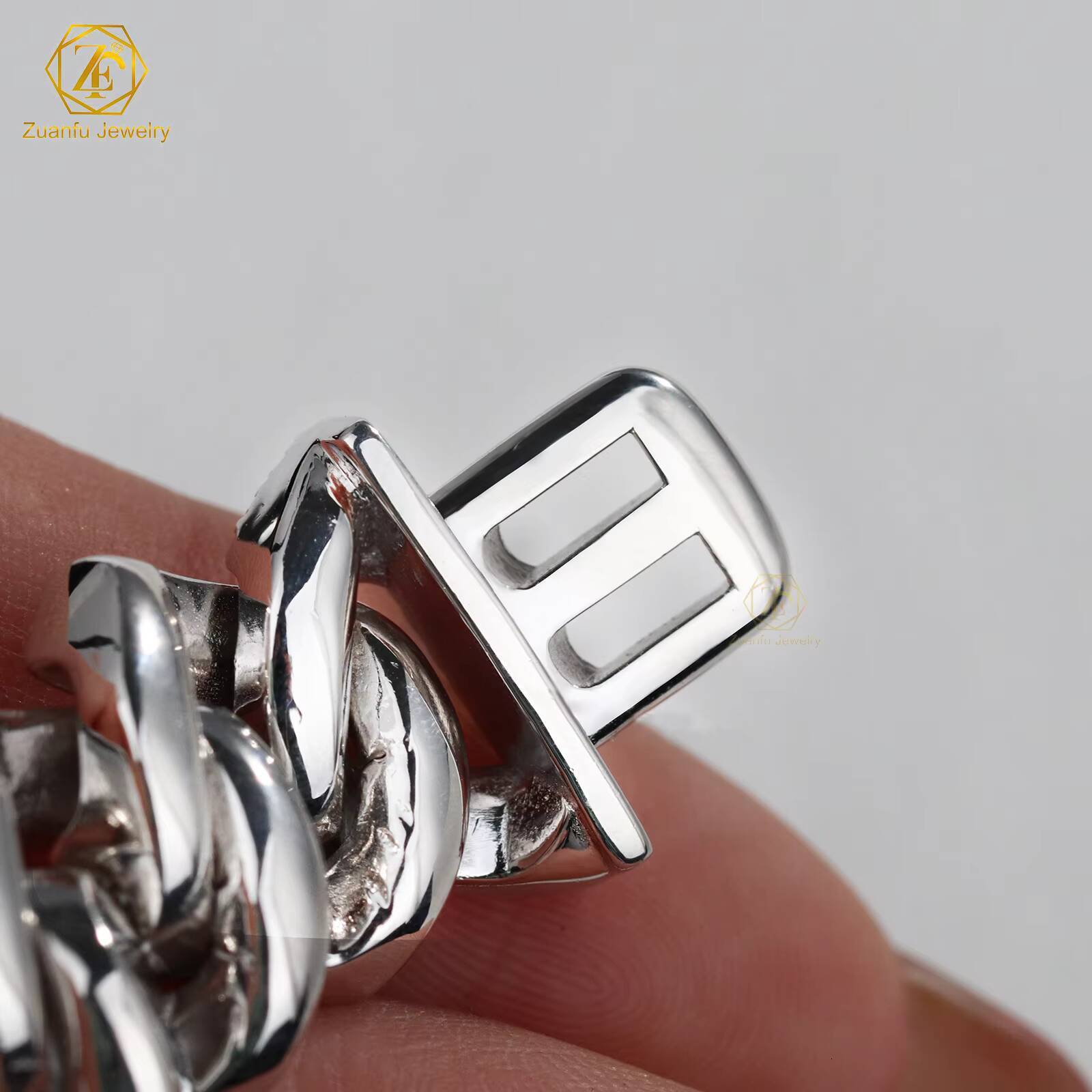 New Arrival Passed Diamond Tester 15mm 3rows Moissanite Chain Pass Tester Vvs Diamond Iced 925 Silver Miami Cuban Link Chain