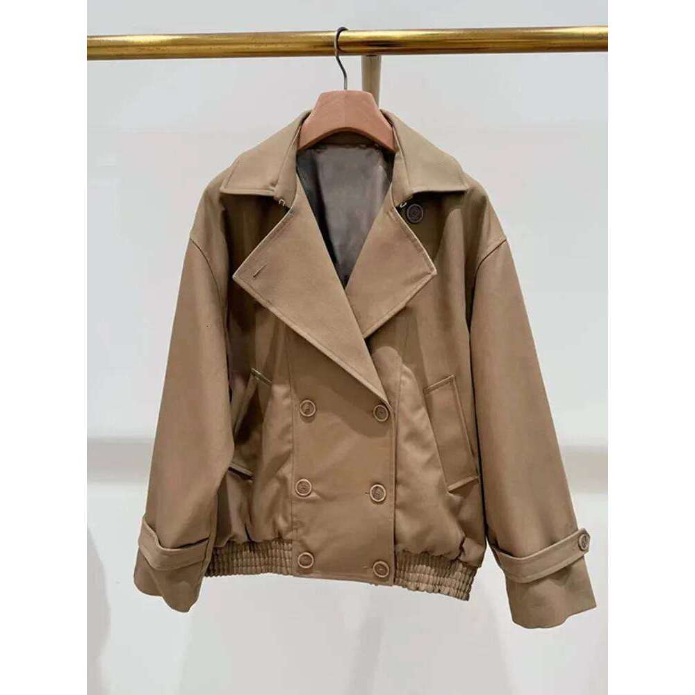 Designer Clothing 2025 Women's Notched Collar Short Windbreaker Double Breasted Loose Coat Or Side Buttons Pleated Mini Skirt Set