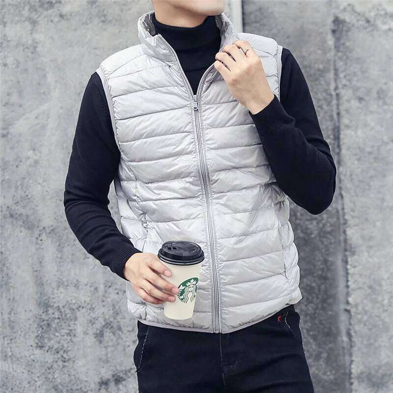 Men's Sleeveless Puffer Jackets Fashion Brand Men New Winter Casual Lightweight Down Duck Vest Coats Male
