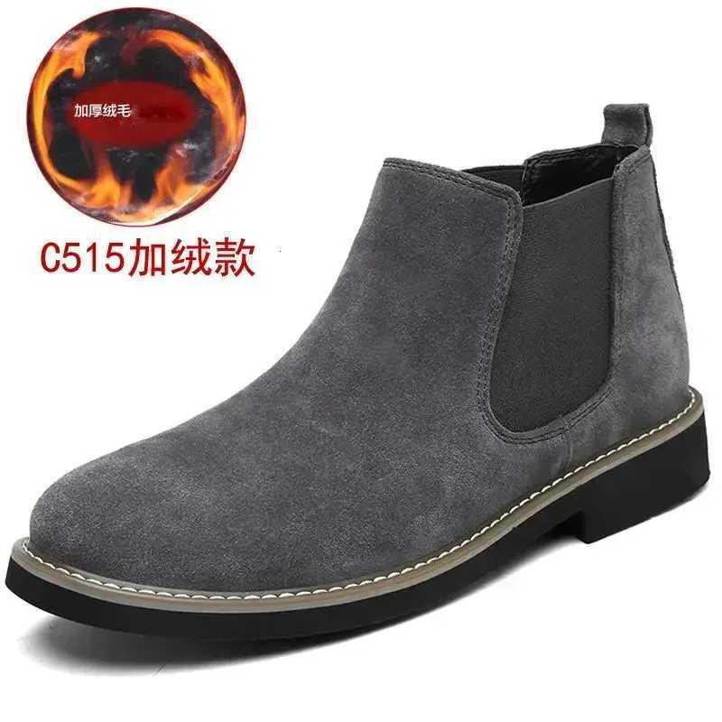 Winter Large Size Mens Chelsea Mid-cut Boots Casual Leather Boots for Men All-match Pointed Toe Wedding Classic Business Boots W250811