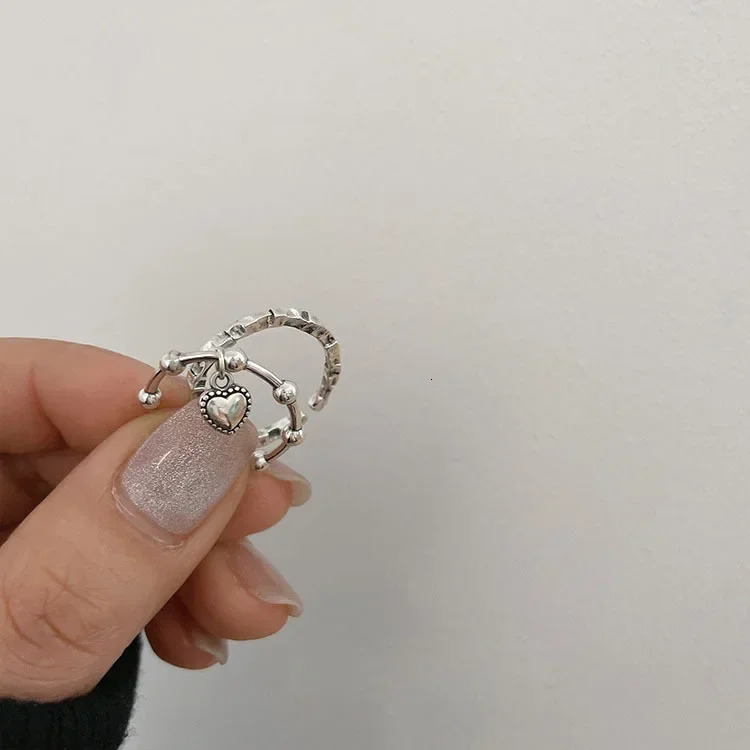 VIVILADY 925 Sterling Silver Irregularly Pleated Heart Opening Ring for Women Minimalist Fashion Fine Jewelry Drop 250805