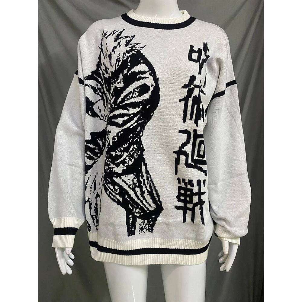 New Autumn And Winter Season Pullover Knitted Sweater Anime Pattern Top News Fashion Trend Haruku Street Style Y2k Clothing