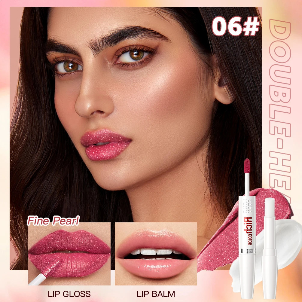 8 Colors Matte Liquid Lipstick Lipgloss Waterproof Double Head Lip Balm -Cracking Makeup Plumper Lip Cosmetics 250809